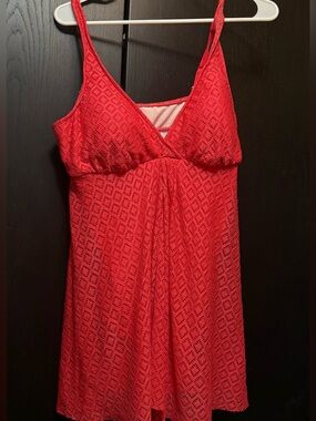 Womens Coral Dress Swimsuit